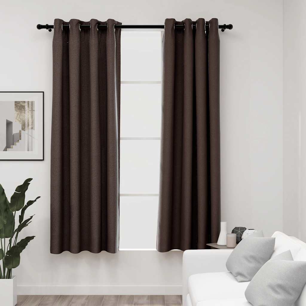 Zasłony stylizowane na lniane, 2 szt., taupe, 140x175 cm vidaXL