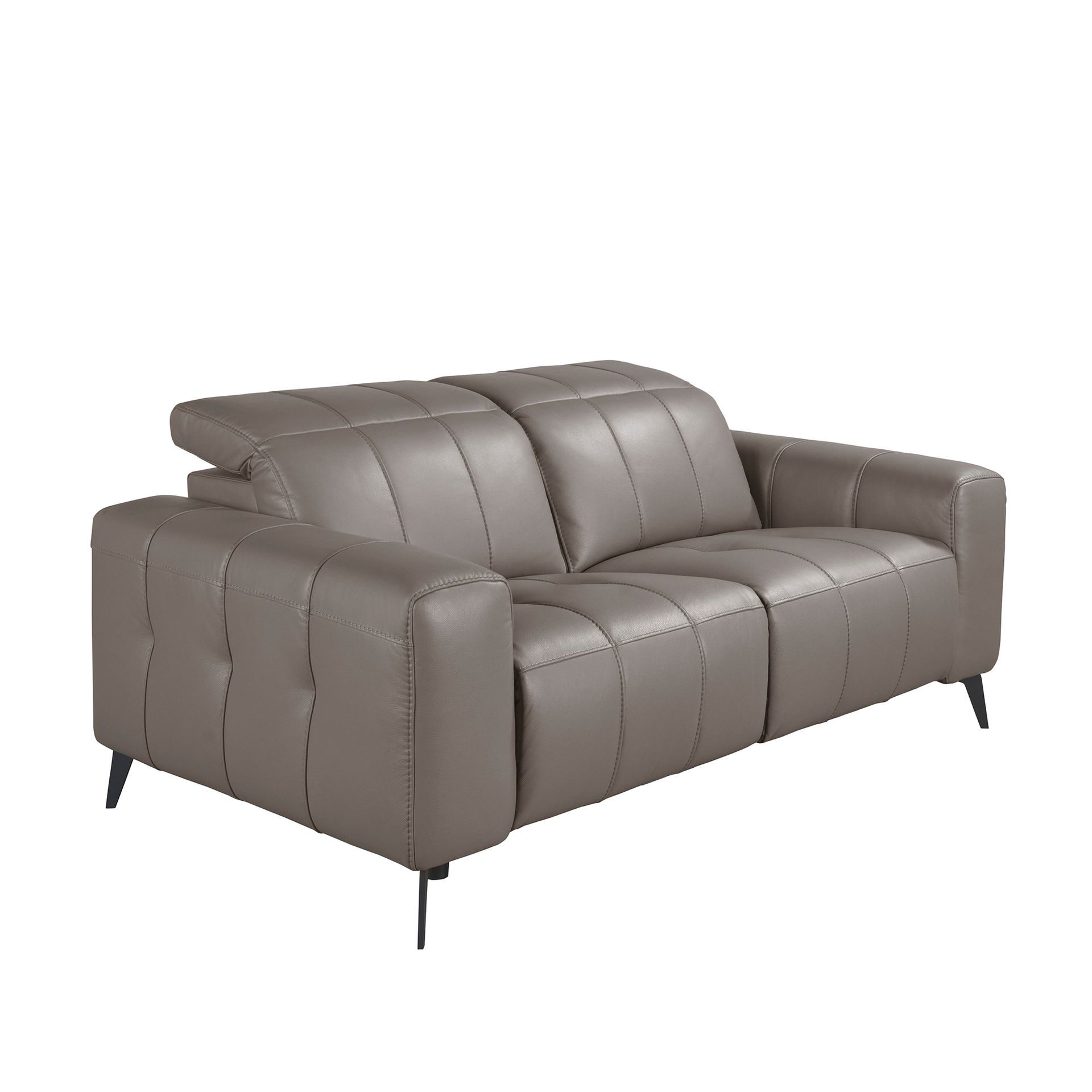 2-osobowa sofa relaksacyjna w szarej skórze 176 x 110 x 98 cm