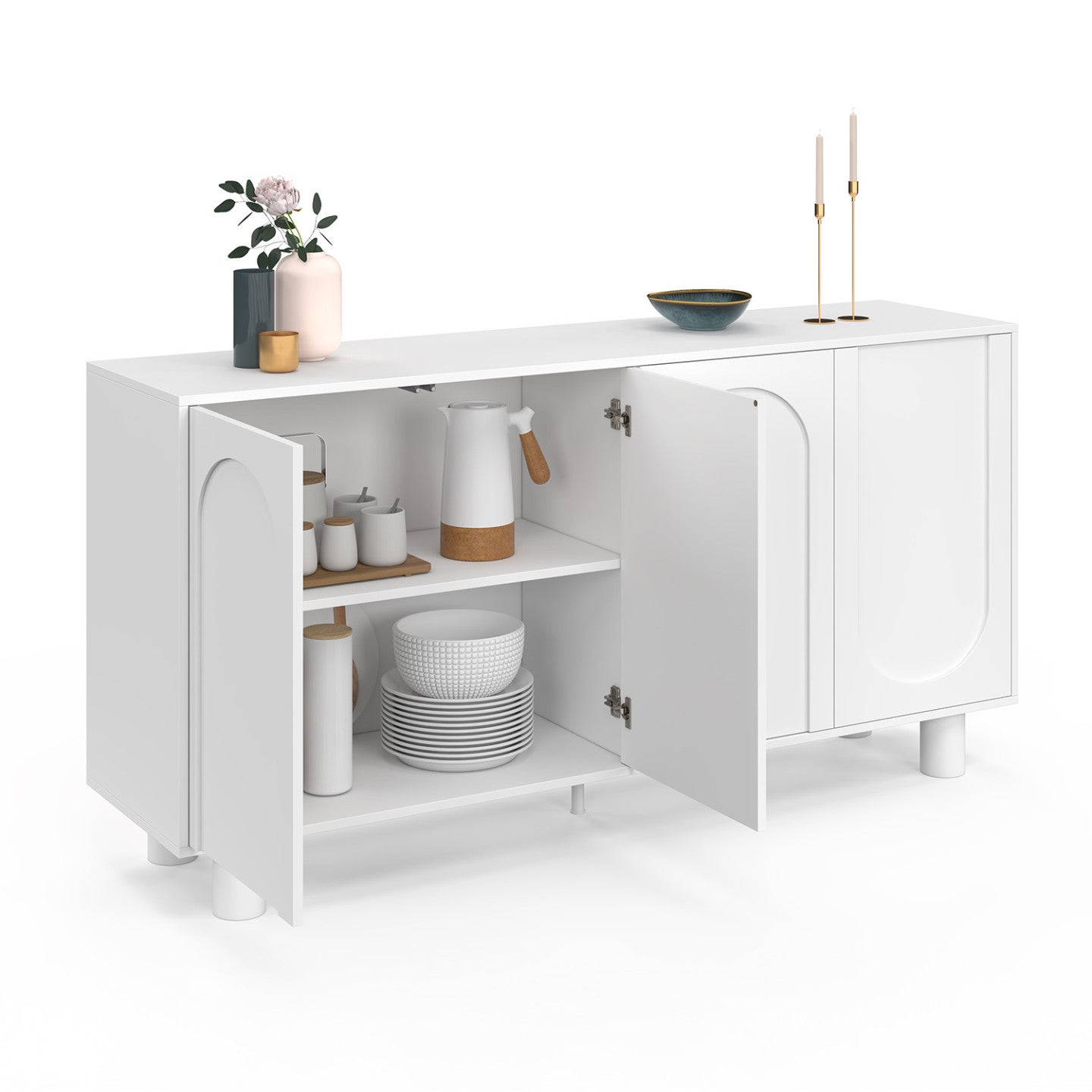 Buffet 160 cm ARCHIE 4 portes design arche blanc - 4