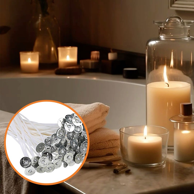 Stoppini cerati per candele (20 cm) 100 pezzi Bianco - 5