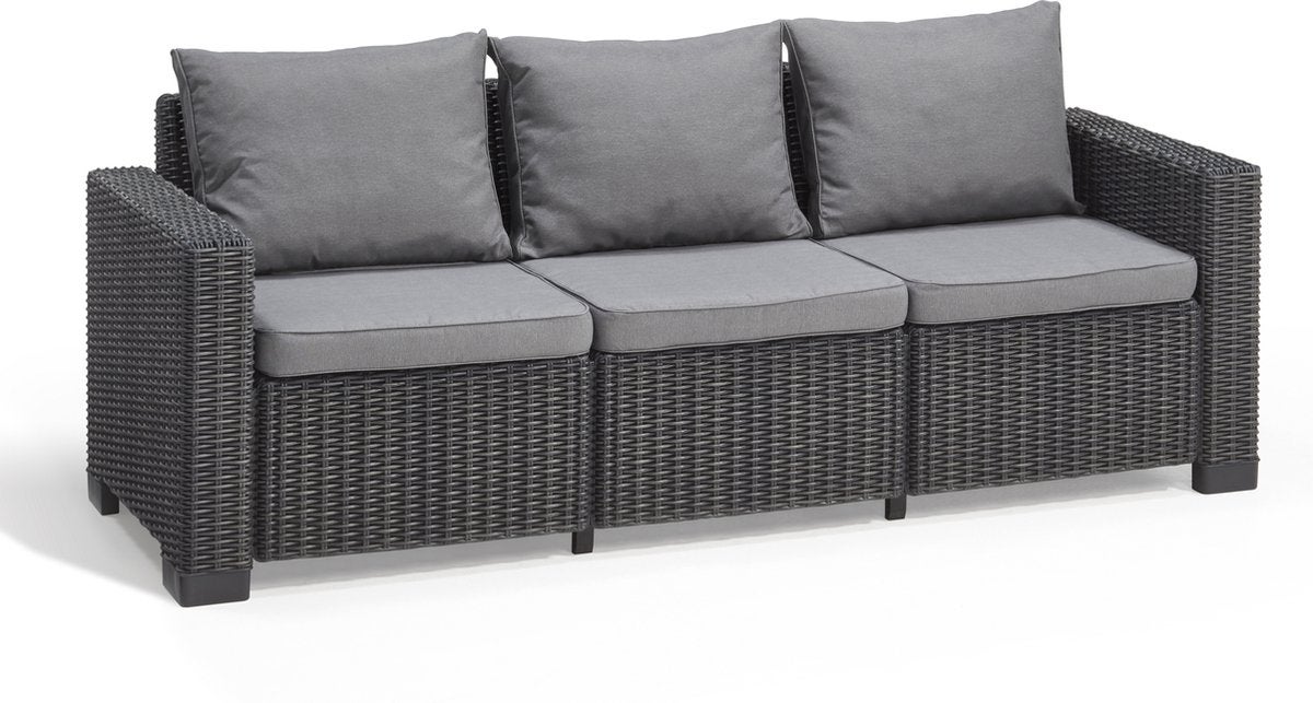 Salon de jardin California Canapé 3 places + Pouf + Table basse - Anthracite - KETER - 2