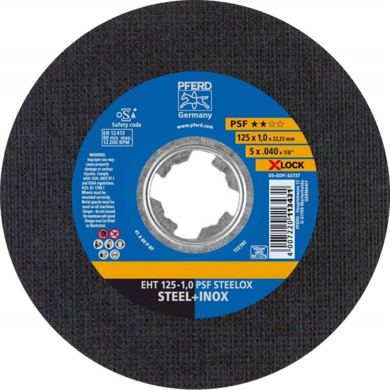 TARCZA TNĄCA PFERD X-LOCK PSF STEELOX Ø 125 x 1 mm PROSTA - 61721101