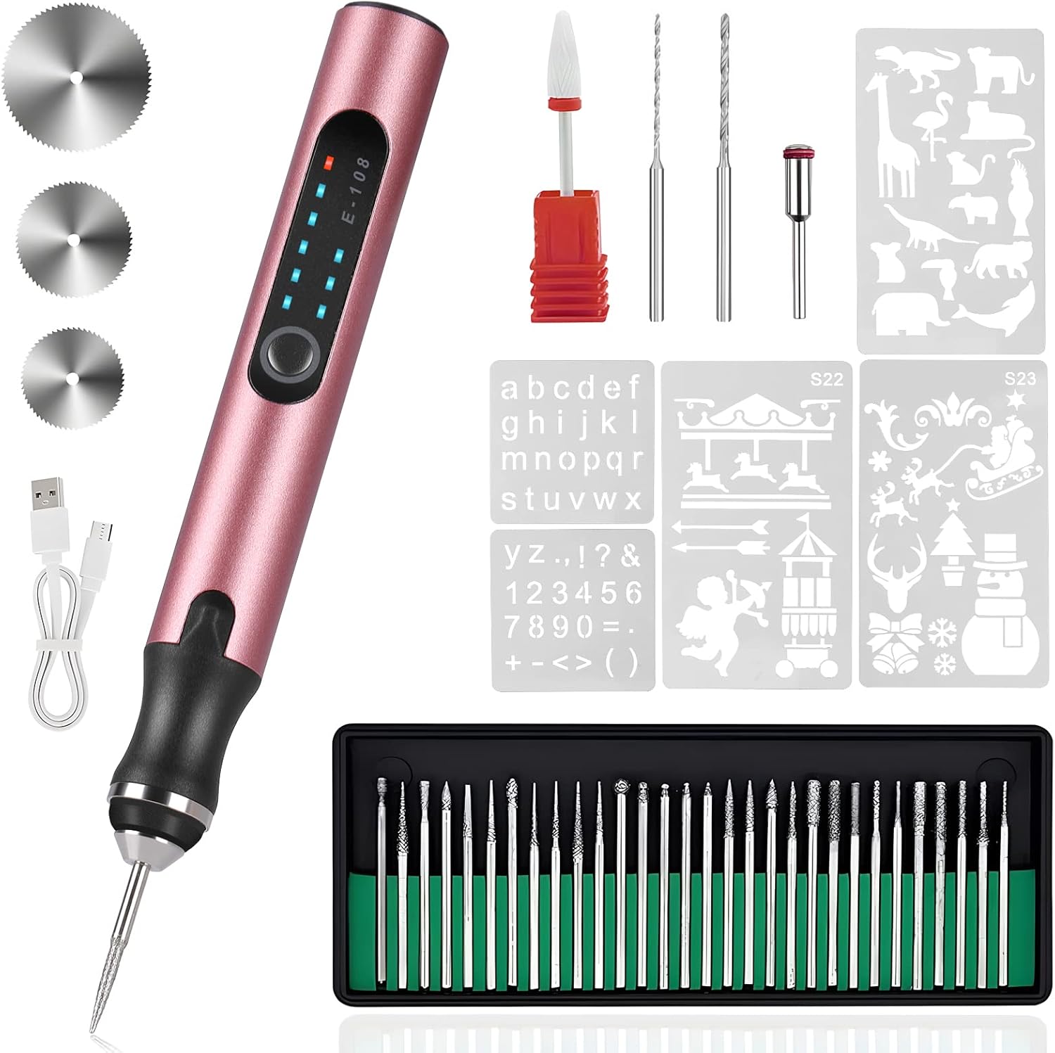 Stylo Graveur Électrique Mini Outil Graver Bricolage avec 30 Forets, 16