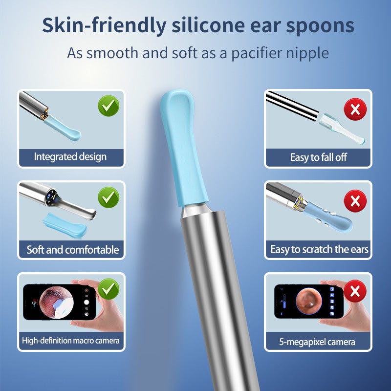 Ear Otoscope, Camera Ear, HD Earwax Removal Camera Kit , Suitable for iOS and Android Smartphones (Black) - 3