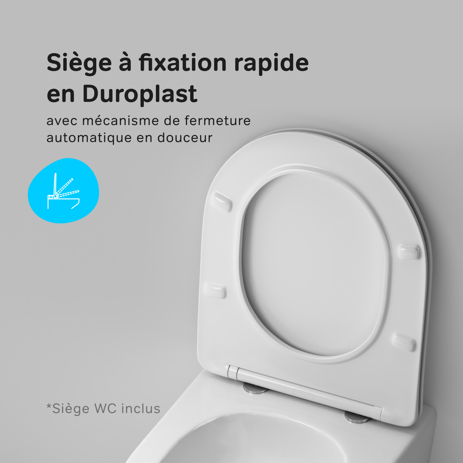 Pack WC suspendu bâti mural et cuvette Plaque Carrée Blanche ,&nbsp;Pack WC Bati-support AM.PM Like - 10