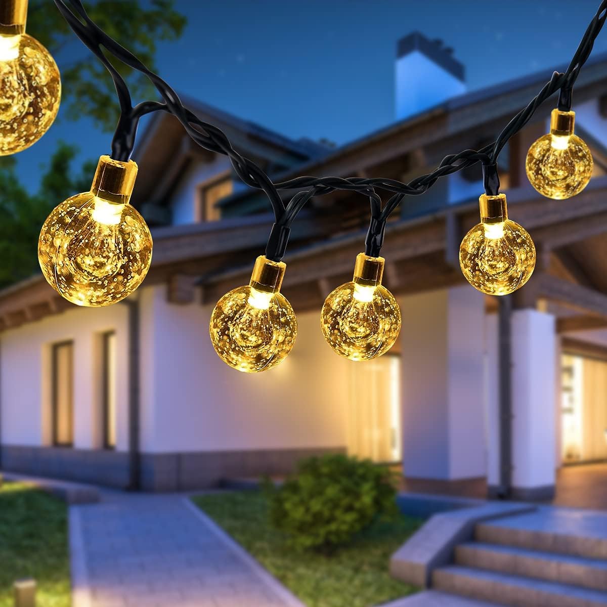 Słoneczna girlanda świetlna zewnętrzna lampki Fairy Lights LED Kryształowe Kule Wodoodporna Girlanda Guinguette Trybów Świecenia Dekoracyjne Wnętrze