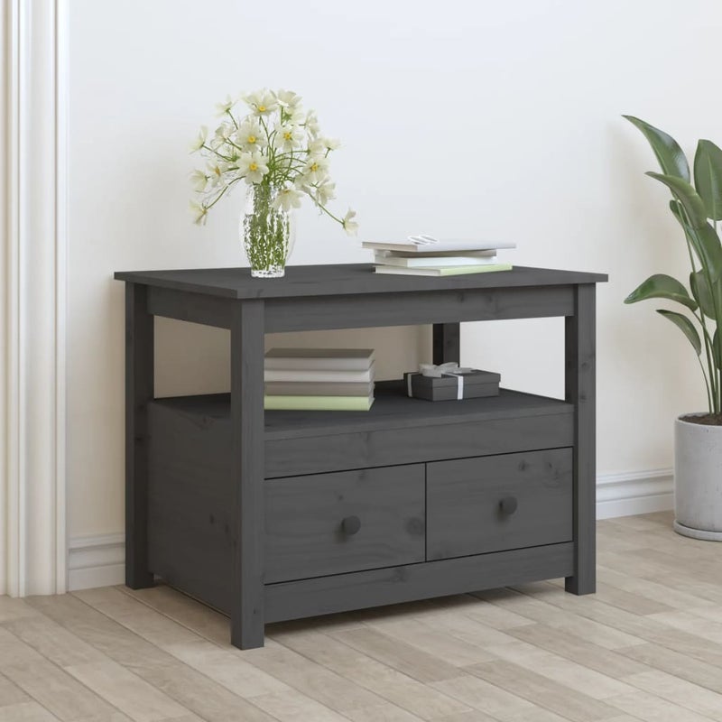 Stolik kawowy, szary, 71x49x55 cm, lite drewno sosnowe vidaXL