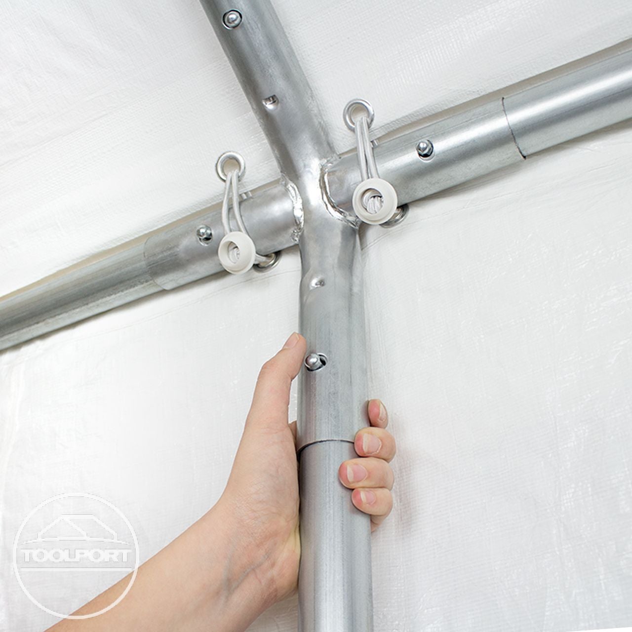 TOOLPORT Tente de réception 5x10 m pavillon Blanc bâche PE 350 N imperméable Tente de Jardin - 7