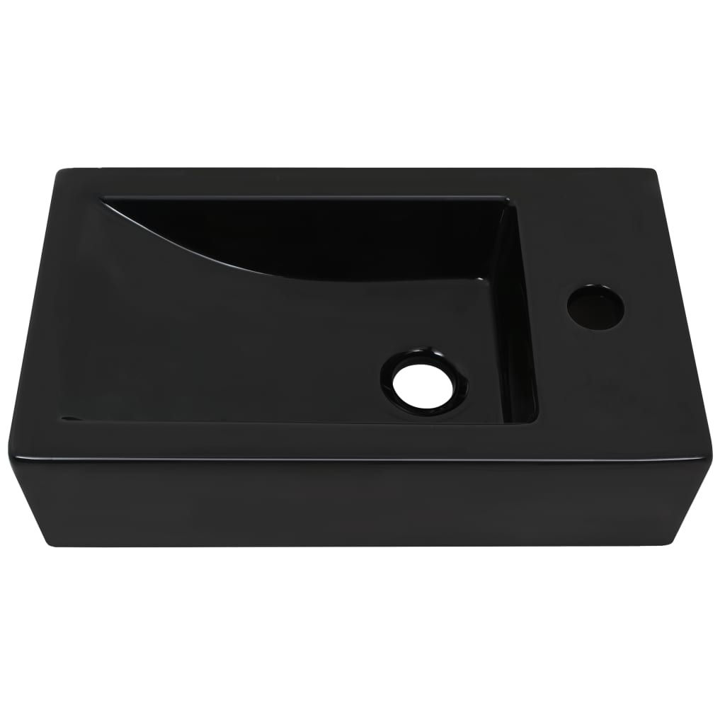Lavabo con foro per rubinetto 46 x 25,5 cm lavabo wc in ceramica nera 02_0002542 - 2