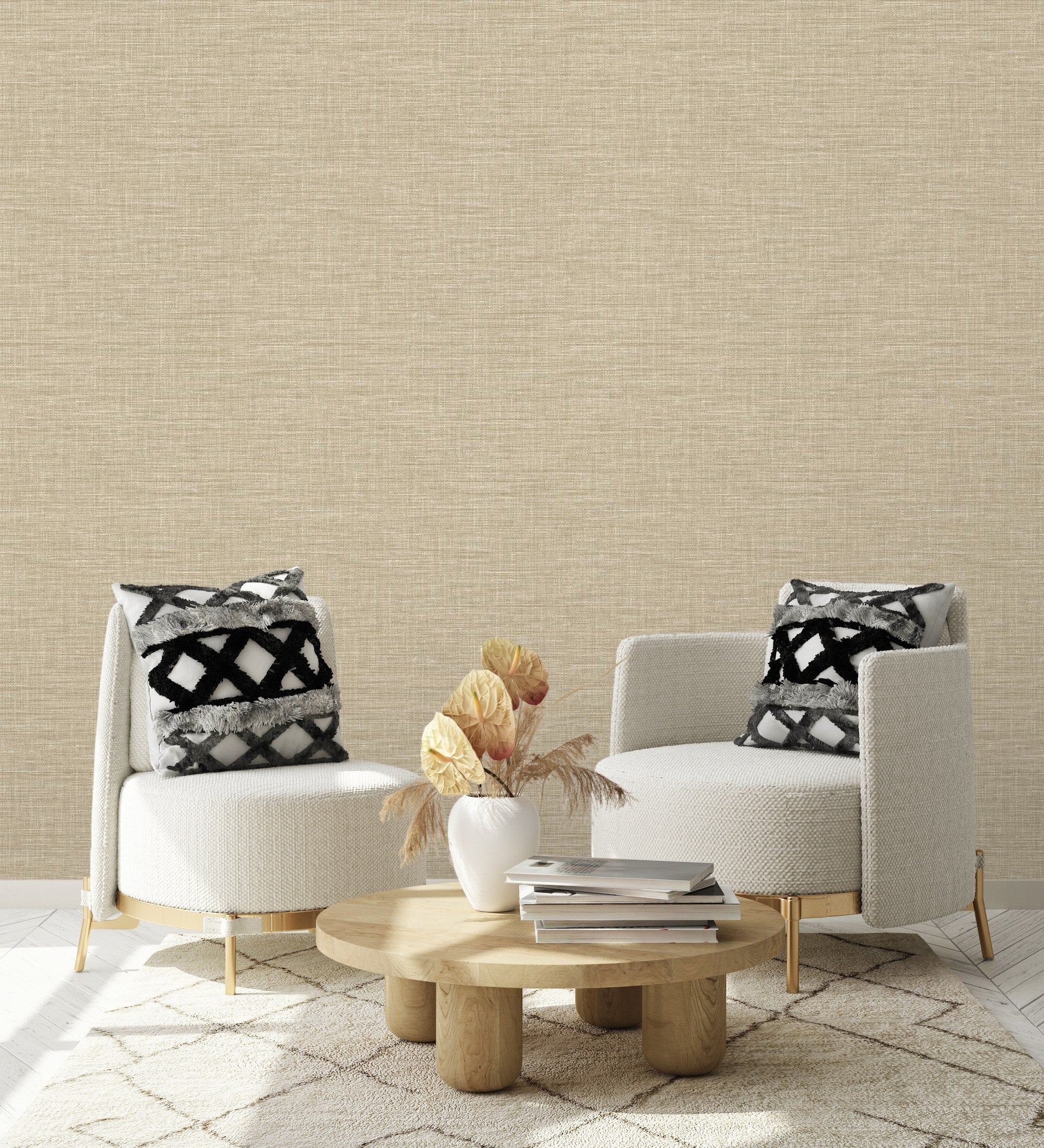 papel de parede vinílico ecológico com efeito de textura de tecido em relevo - Soho Fabric 679734 da GAULAN - Rolo de 10 m x 0,53 m - 5