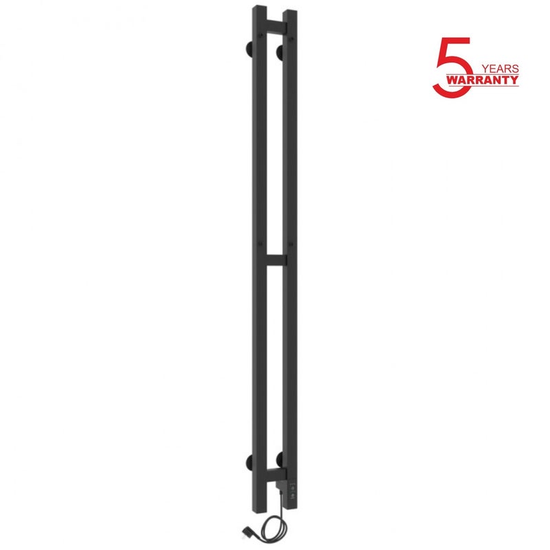 Grzejnik łazienkowy elektryczny DUET 80x1200 z minutnikiem ECO, 80W, Czarny