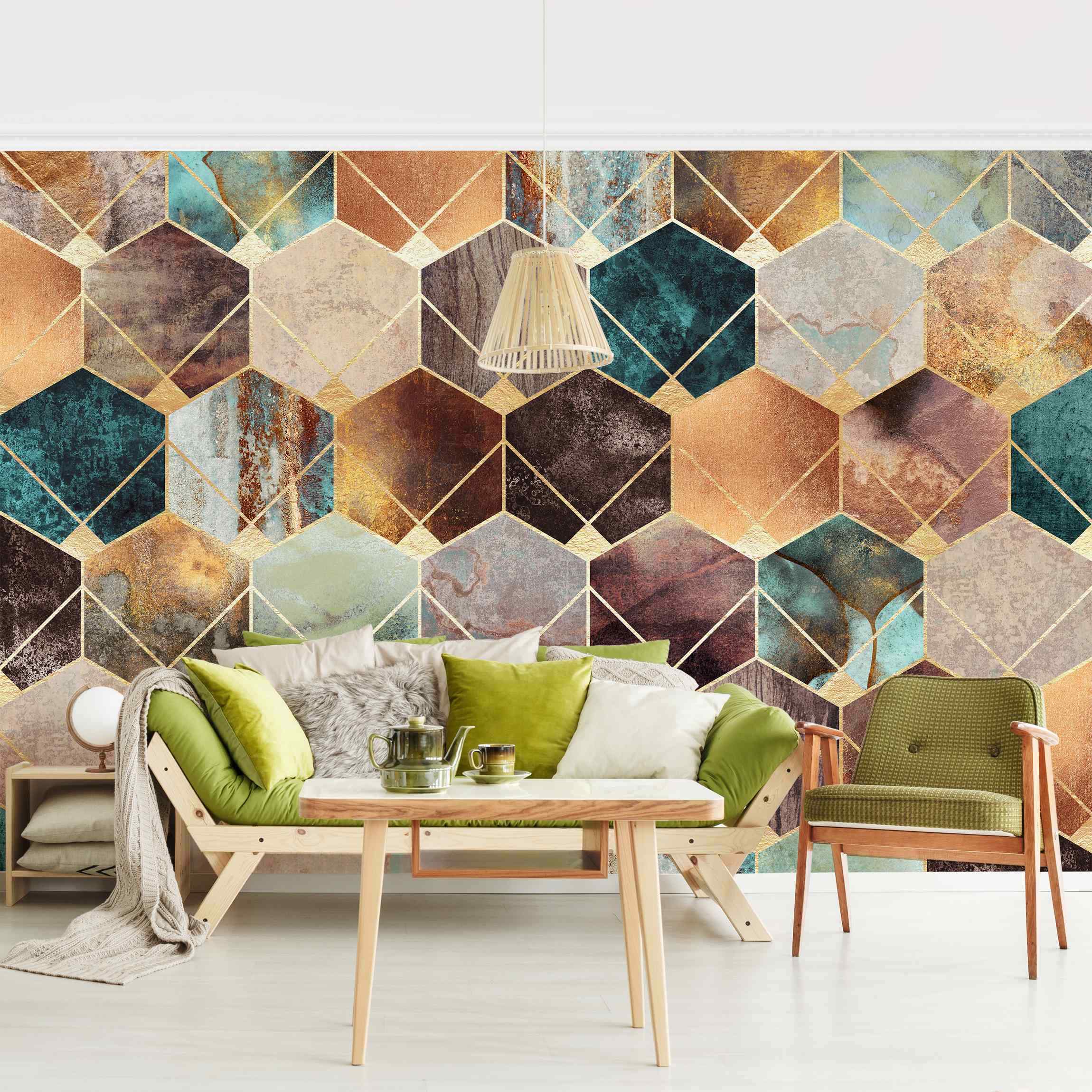 Papel pintado estampado abstracto acuarela arte motivos geométricos 211 - salón dormitorio cocina pasillo - tnt 480 x 320 cm adhesivo
