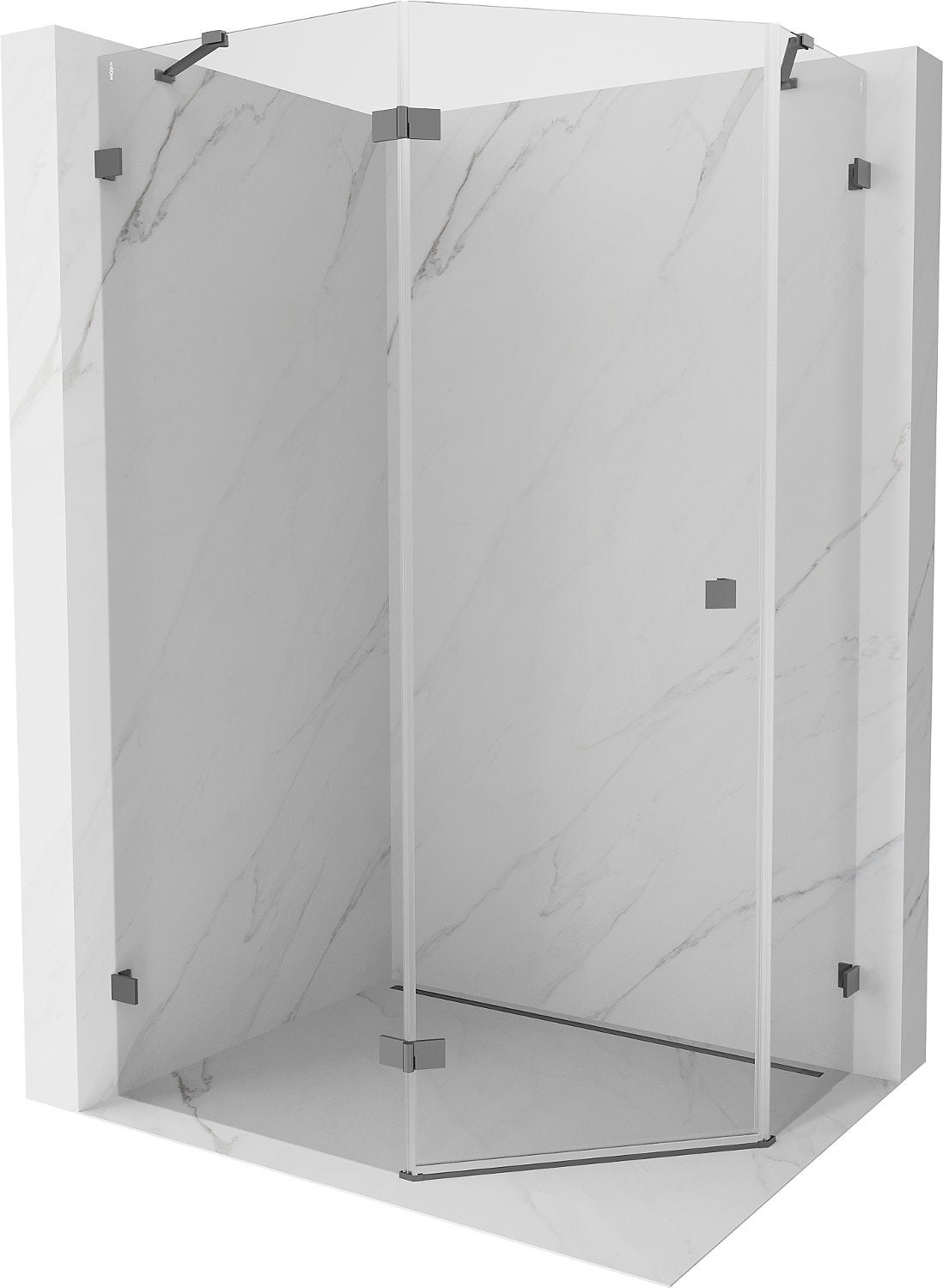 Mexen Lunar kabina prysznicowa pięciokątna uchylna lewa 100 x 80 cm, transparent, gun metal - 831-100L-080P-95-00-L