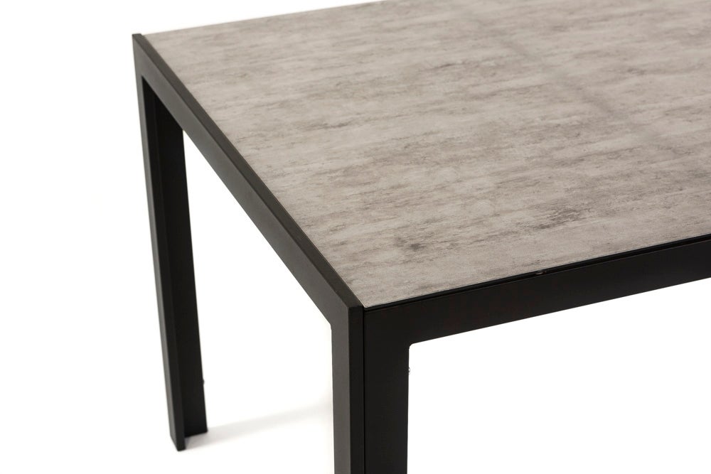 Mesa rectangular fija de 150x90 cm con estructura de aluminio y superficie de vidrio decorado Milo para interior/exterior gris piedra/antracita - 6