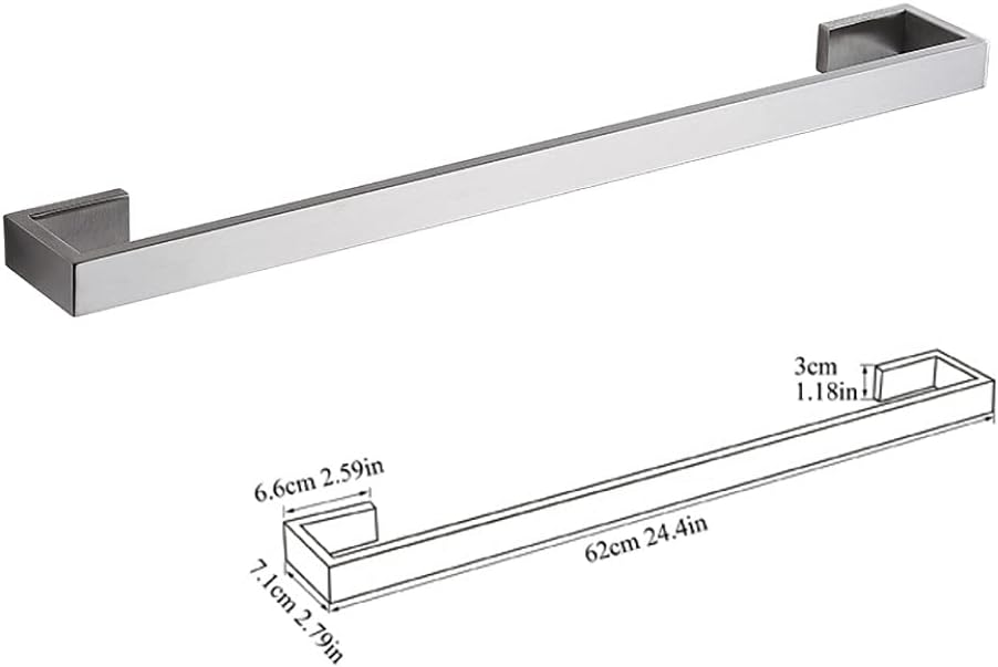 Conjunto de banheiro escovado de 4 peças, gancho para roupão, barra de toalha, prateleira, suporte para toalha de papel - 3