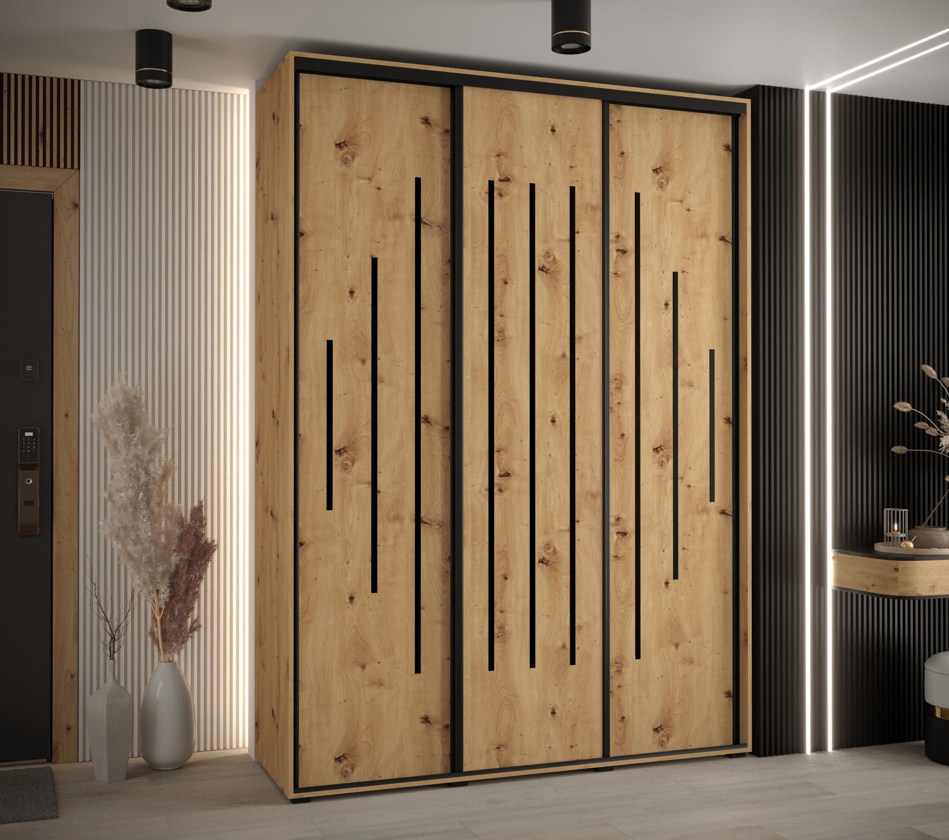 Szafa przesuwna wysoka Davos 12 170 x 45 x 235,2 cm artisan + artisan + u. czarny - Abiks Meble - 2
