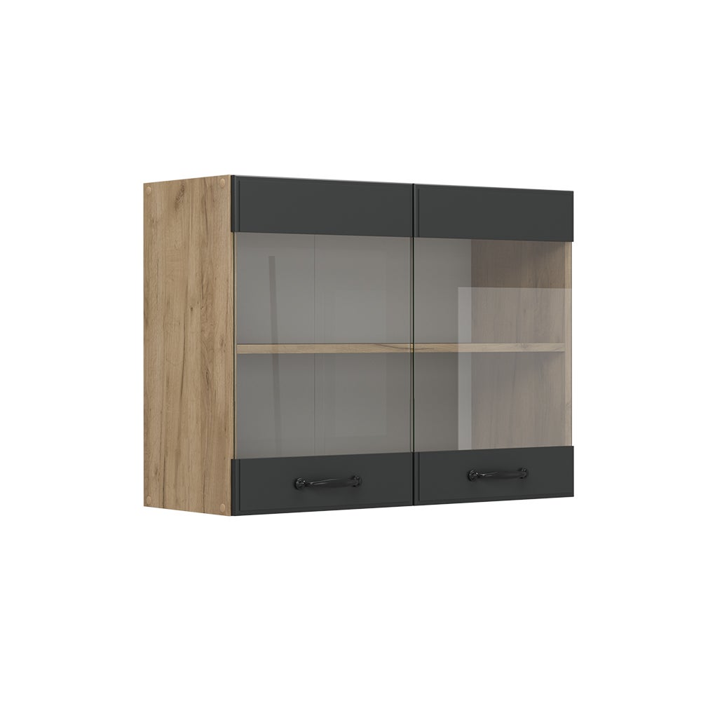 Vicco Szklana szafka kuchenna R-Line, Antracytowy domek wiejski, 80 cm