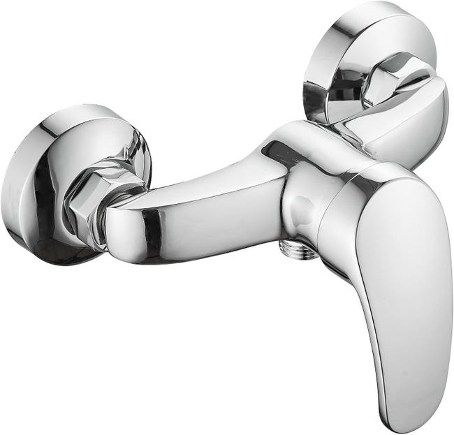 Bateria prysznicowa chromowana w kolorze srebrnym, bateria wannowa montowana na ścianie, bateria prysznicowa jednouchwytowa