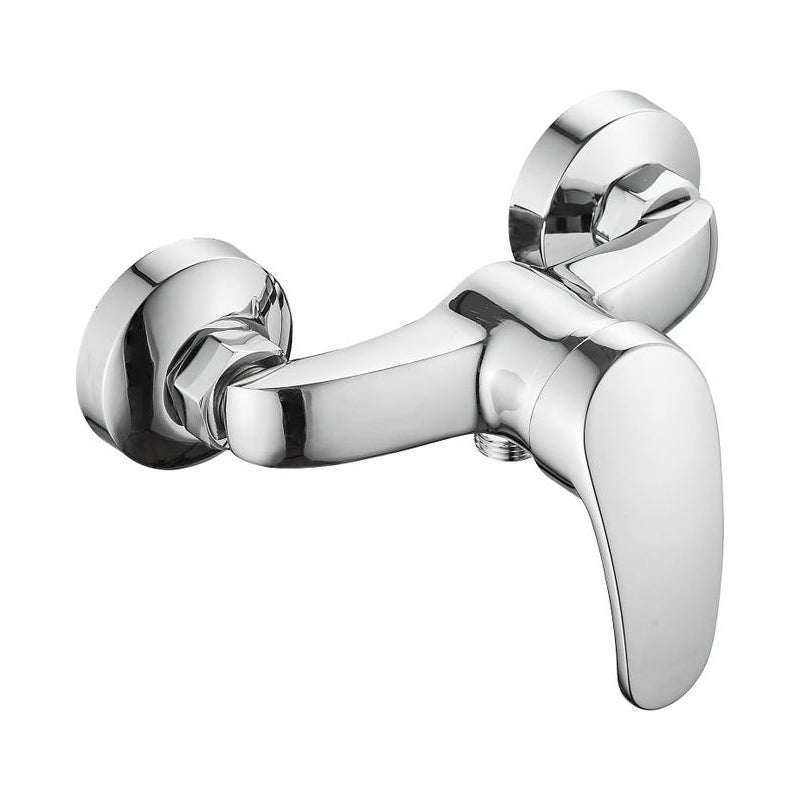 Bateria prysznicowa chromowana w kolorze srebrnym, bateria wannowa montowana na ścianie, bateria prysznicowa jednouchwytowa