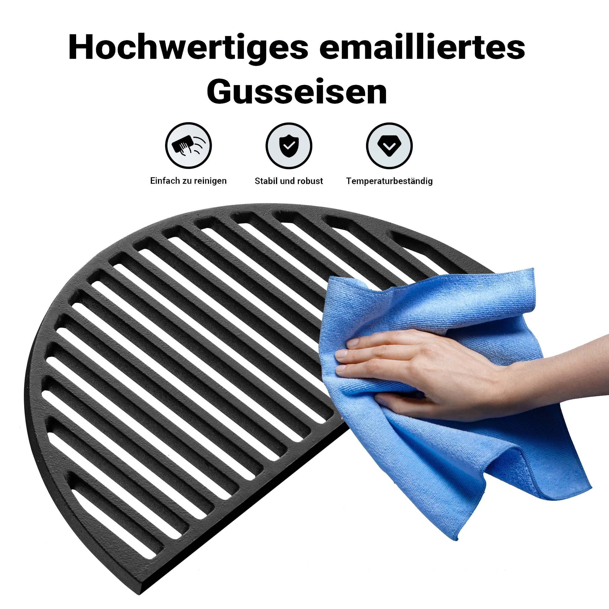 Kit Barbecue et Plaque de gril BBQ semi-circulaires – 55 x 26,5 x 1,5 cm – en Fonte – BBQ Charbon de bois ou à gaz – Grillade Cuisson –… Wiltec - 5