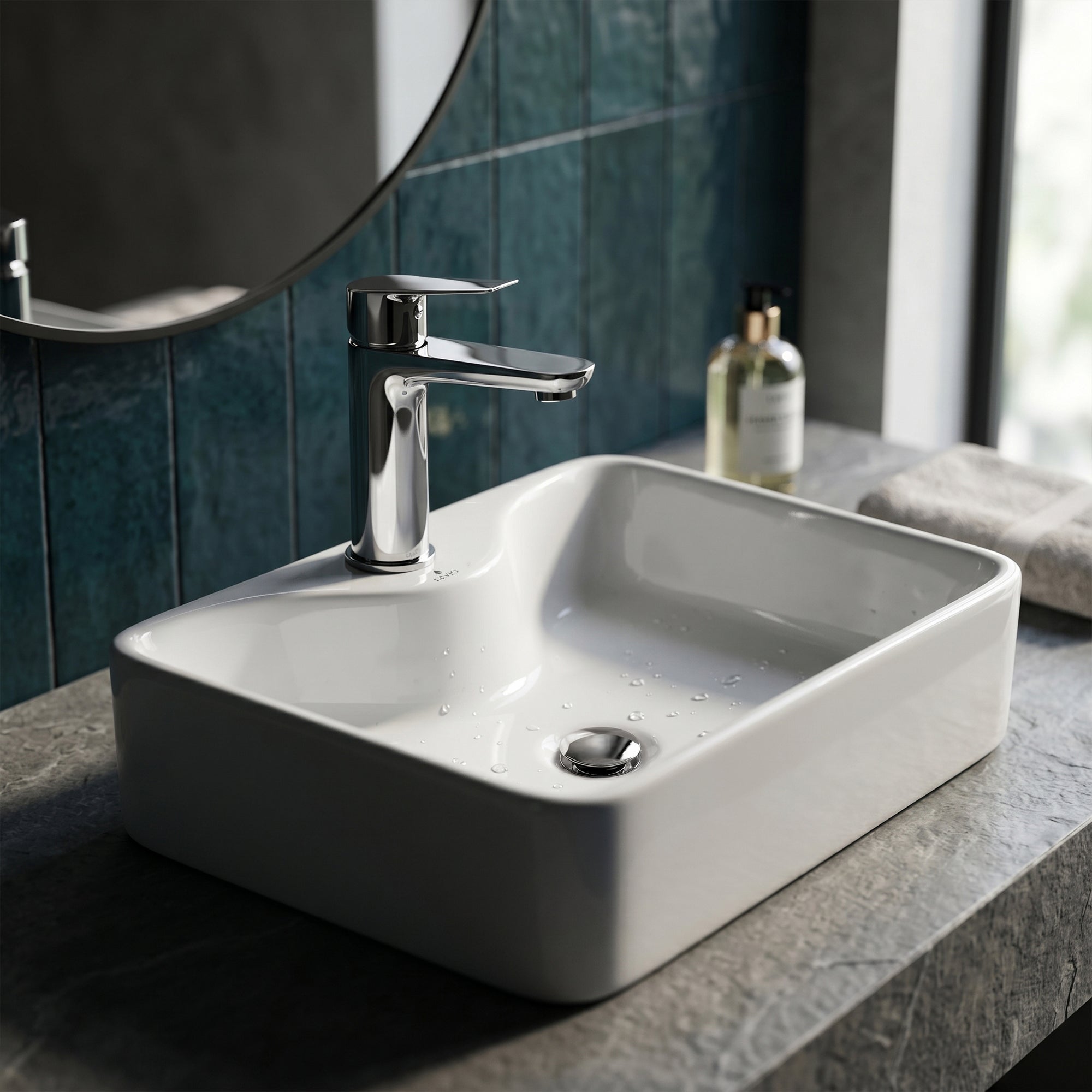 Lavatório de pousar retangular cerâmica 47 cm Branco | Leroy Merlin