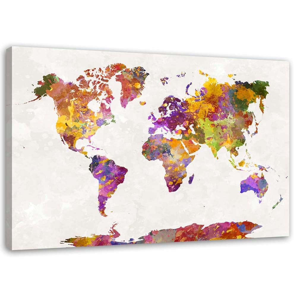 Obraz, Mapa świata z akwarelowych plam 60x40