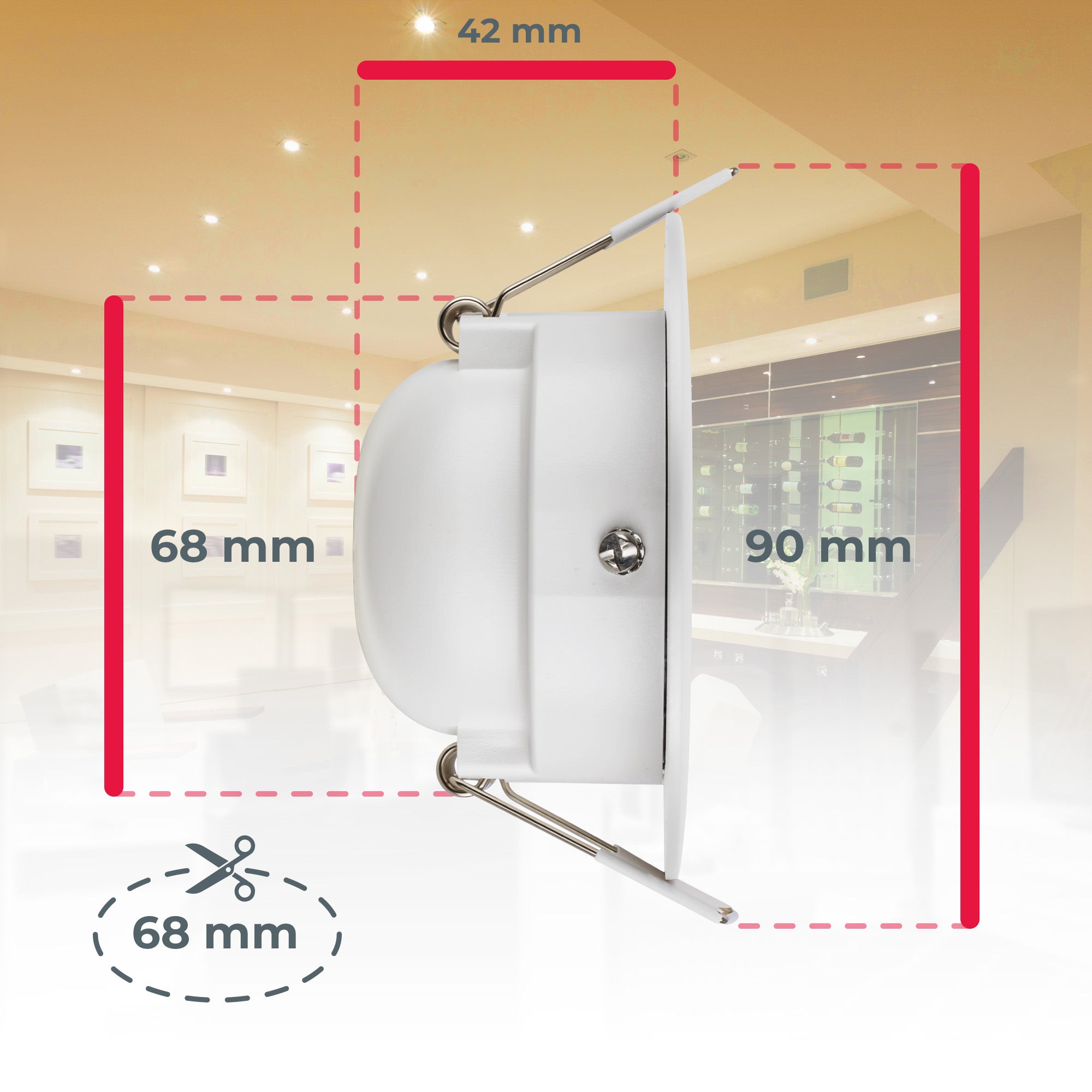 Set di 5 faretti LED da incasso - IP65 - D.90mm - Regolabili e dimmerabili - 4.9W 480lm ciascuno - Bianco caldo 3000K - B.K.Licht - 7