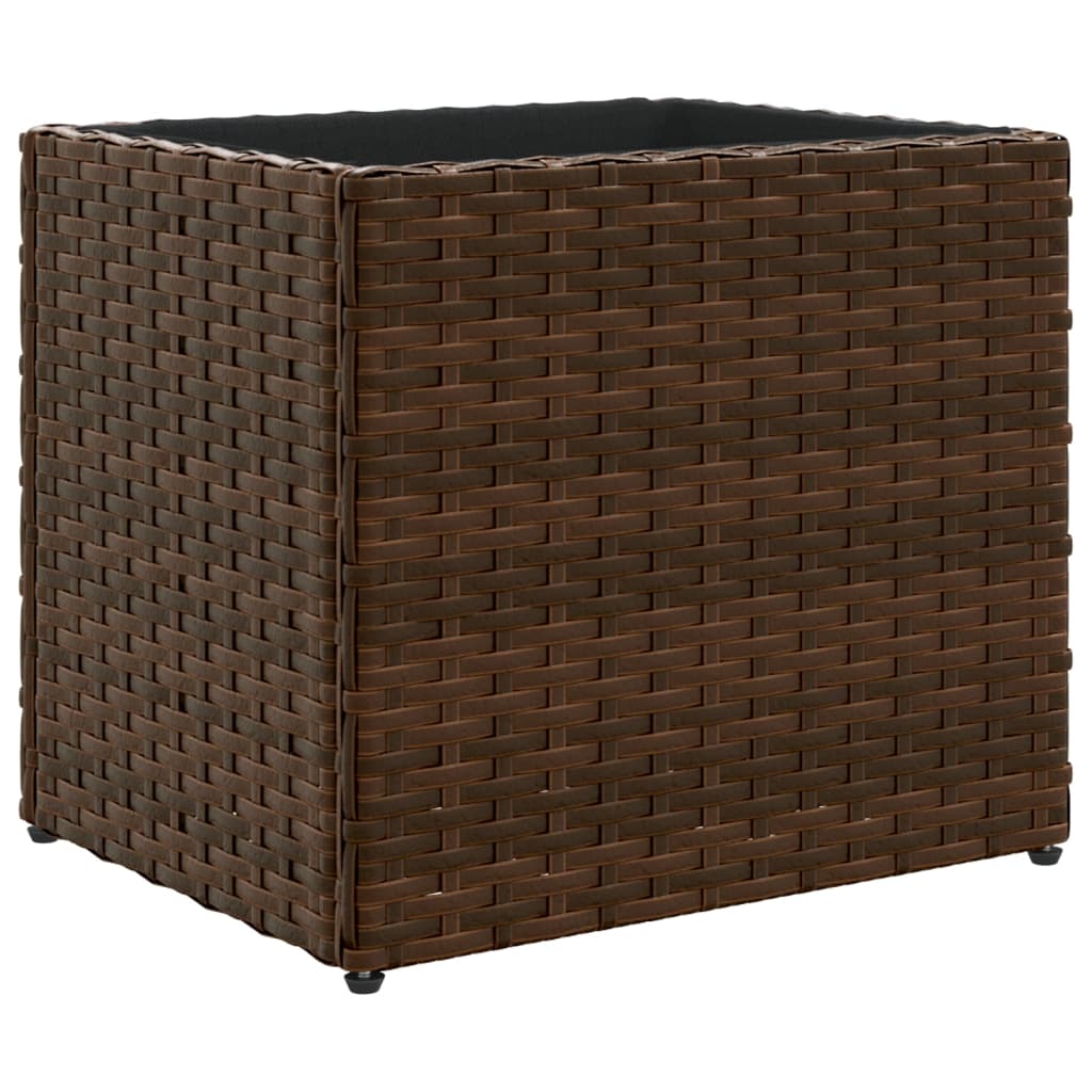 Jardinière bac lit surélevé plantes fleurs jardin terrasses lot de 2 36 x 30 x 32 cm résine tressée marron 02_0038946 - 2
