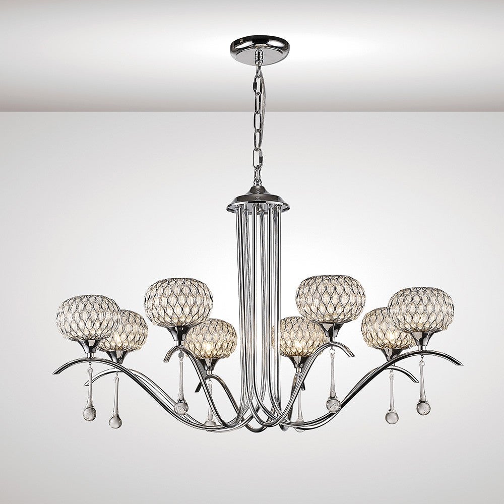 Suspension Chelsie 8 Ampoules chrome poli/verre transparent - 2