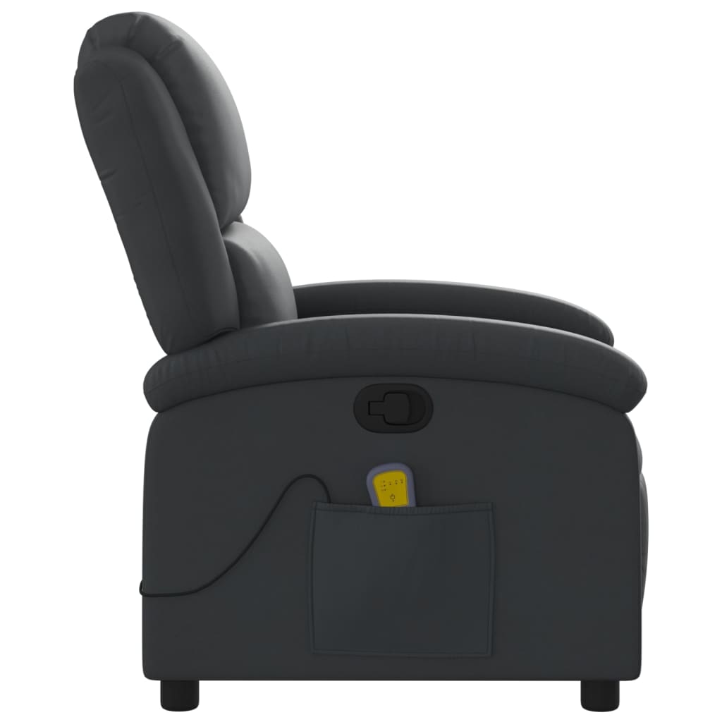 Fauteuil de Salon，Chaise，Fauteuil de massage inclinable noir cuir véritable - 8