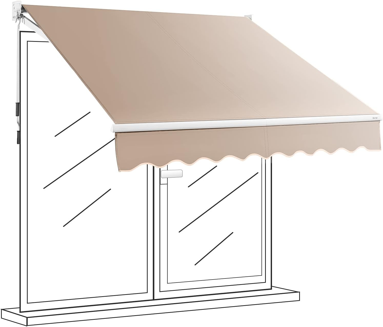Relaxdays Toldo Vela Retráctil Beige 200cm | Sin Taladro | Altura Ajustable
