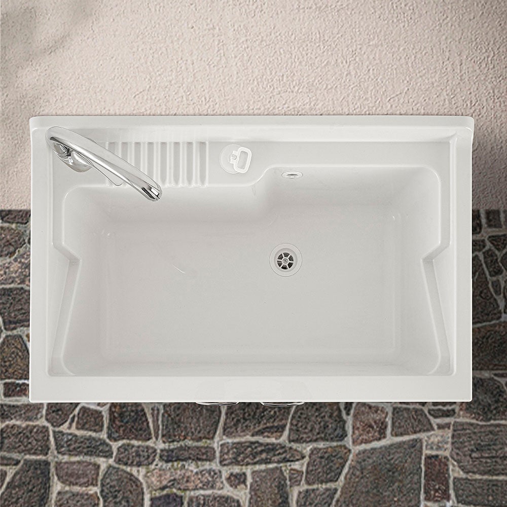 Lavabo 80x50 cm en résine blanche à encastrer - 3
