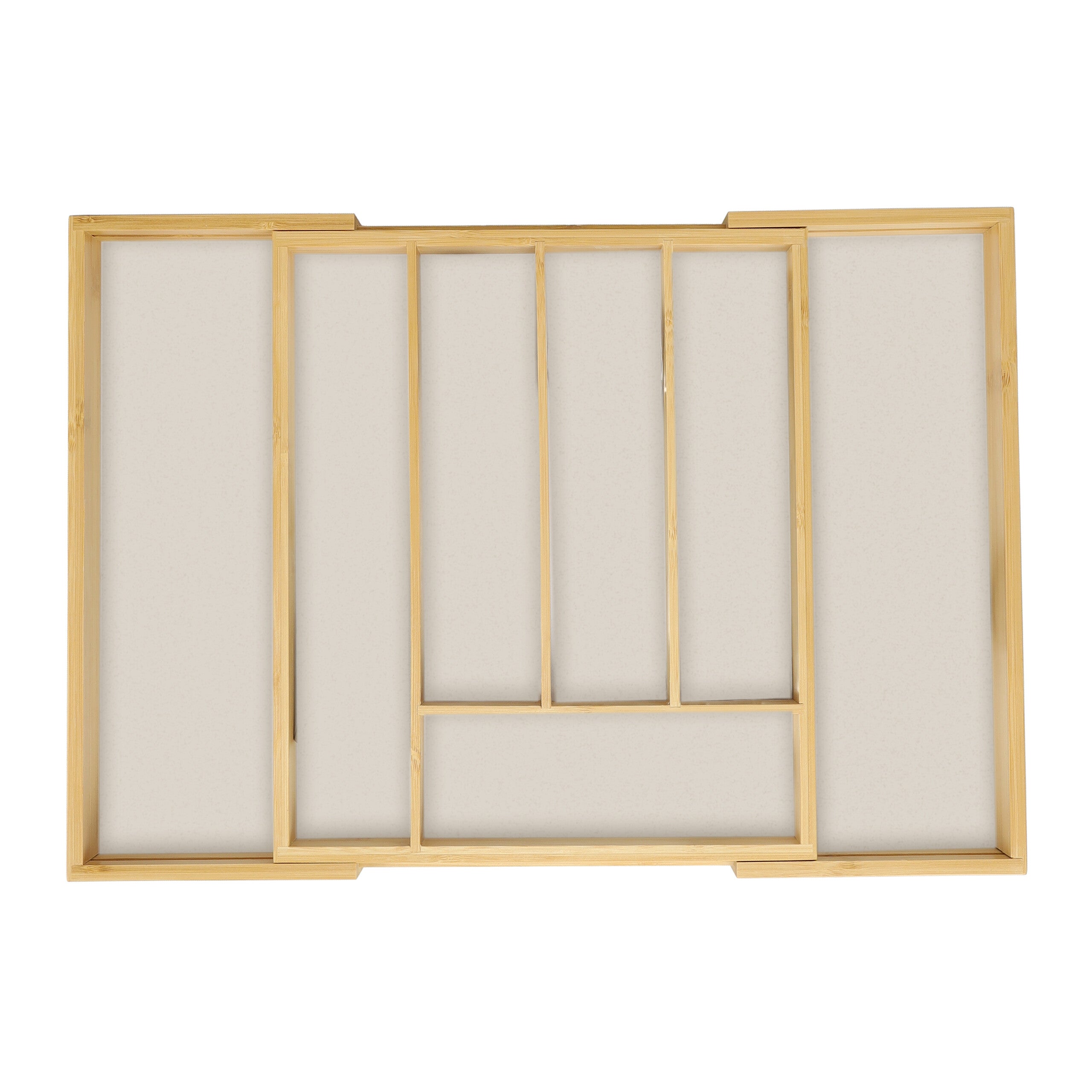 Range-Couverts Relaxdays En Bambou Et MDF - Organiseur Extensible 5 à 7 Compartiments Pour Tiroir - Noir Et Blanc
