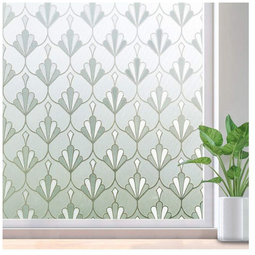 Folia okienna statyczna, zapewniająca prywatność, nieprzylepna, wielokrotnego użytku, nieprzezroczysta, wzór kwiatowy, 50 x 200 cm