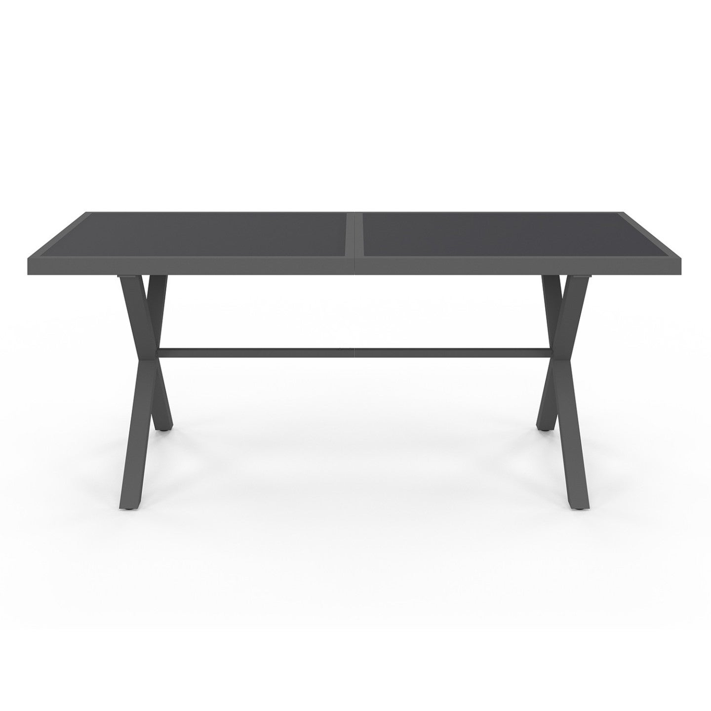 Salon de jardin SANTORIN table 190 cm pieds en croix et 8 chaises empilables gris anthracite - 3