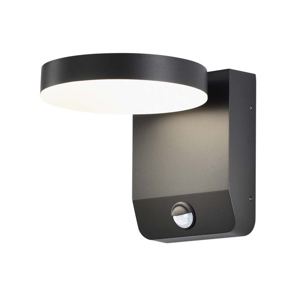 Okrągła lampa ścienna LED 17W 150LM/W z czujnikiem Kolor czarny 3000K IP65