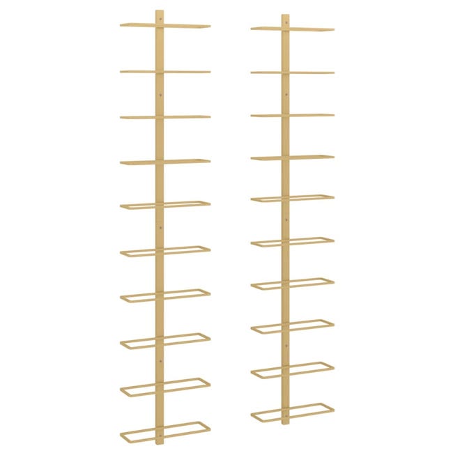 Portabottiglie Da Parete 3 Ripiani - Ferro Dorato, Moderno, Per Vino E Liquori - Foto 11