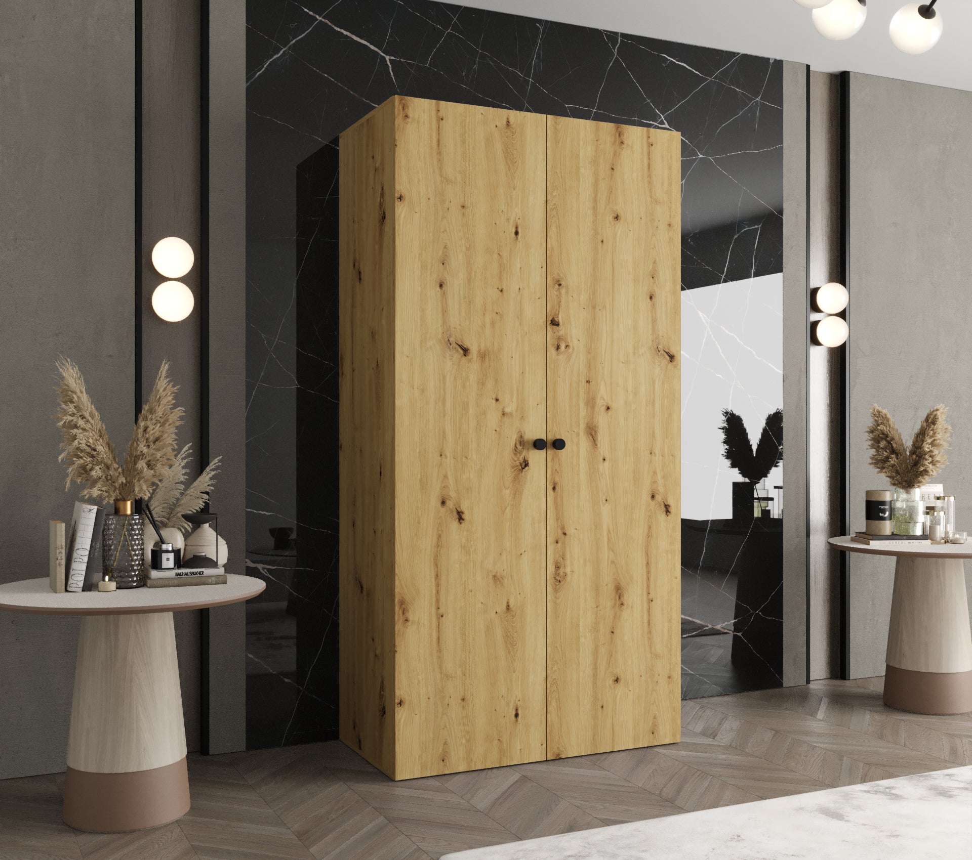 Szafa uchylna otwierana Parma 1 100 x 52 x 202 cm artisan + u. czarny Abiks Meble - 2