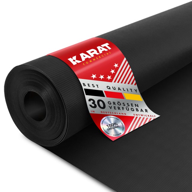 Tapis extérieur, Tapis extérieur en caoutchouc, structure nervurée Fine, Noir, 100 x 50 cm