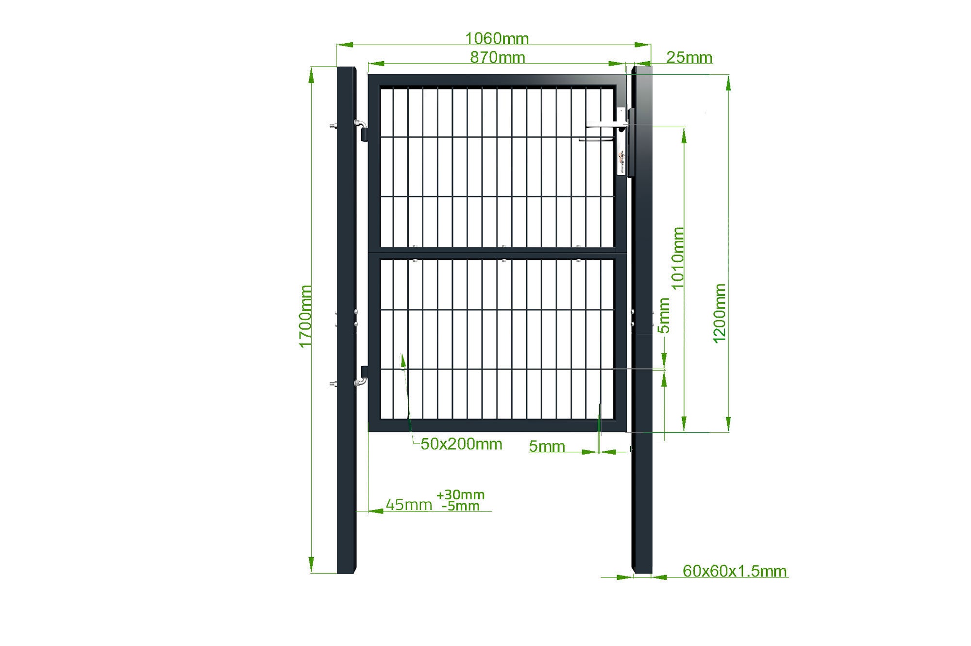 Portillon grillagé 1m Gris RAZO H.120cm - 6