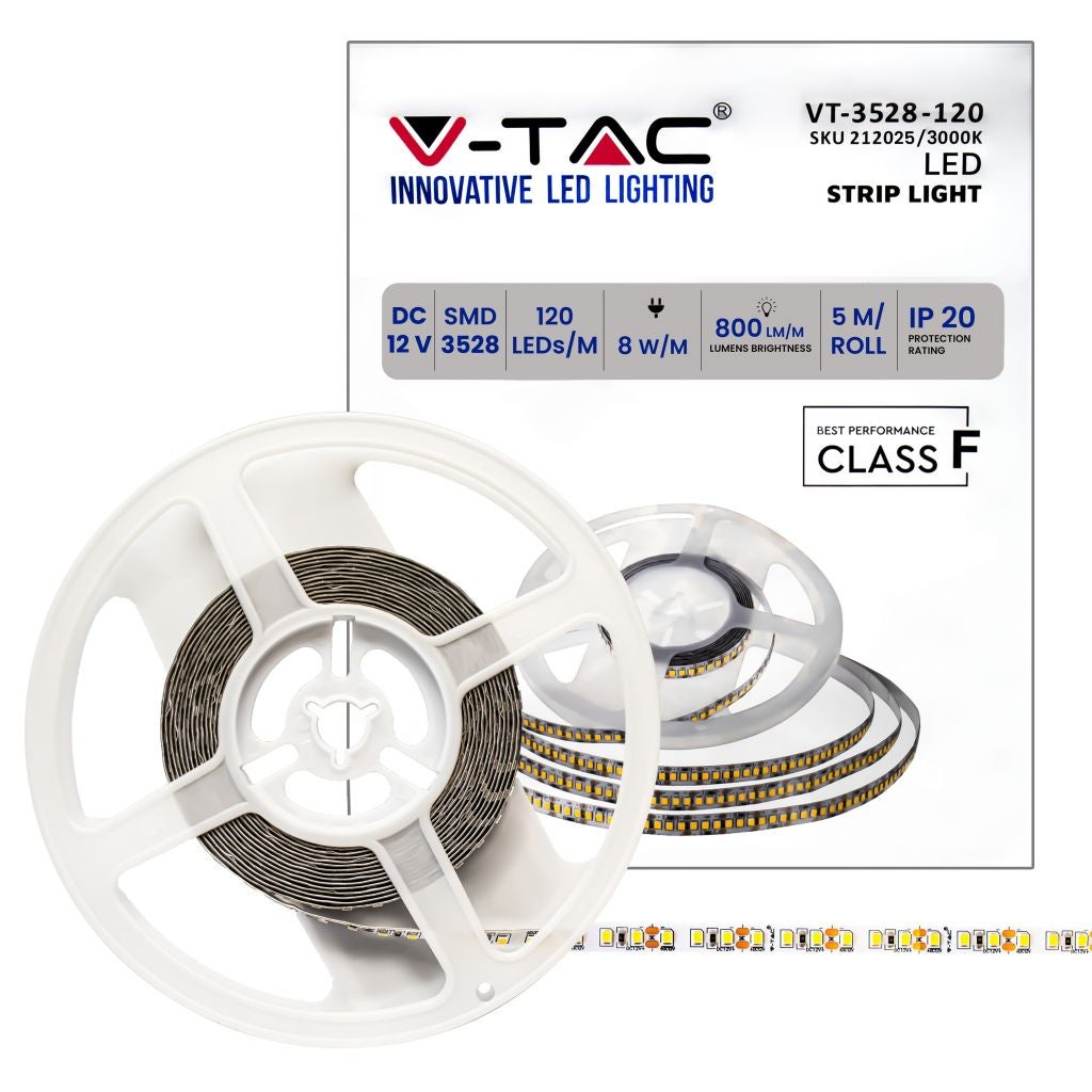 Taśma LED SMD3528 8W/m 5m 120 LED/m 12V 3000K IP20 8mm