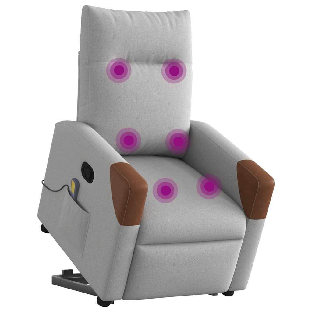 Poltrona Alzapersona Massaggi Reclinabile Grigio Nuvola Tessuto vidaXL - 4