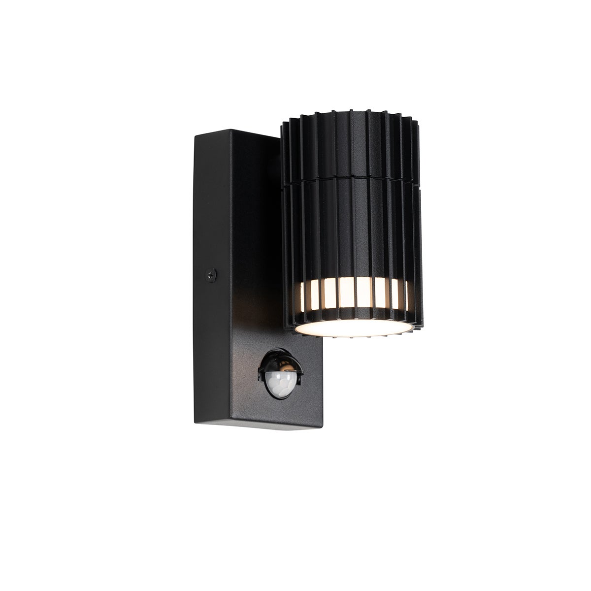Designerska lampa ścienna zewnętrzna czarna z czujnikiem ruchu IP44 - Boris