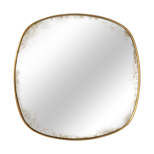Miroir carré aux bords arrondis effet vieilli 60 x 60 cm