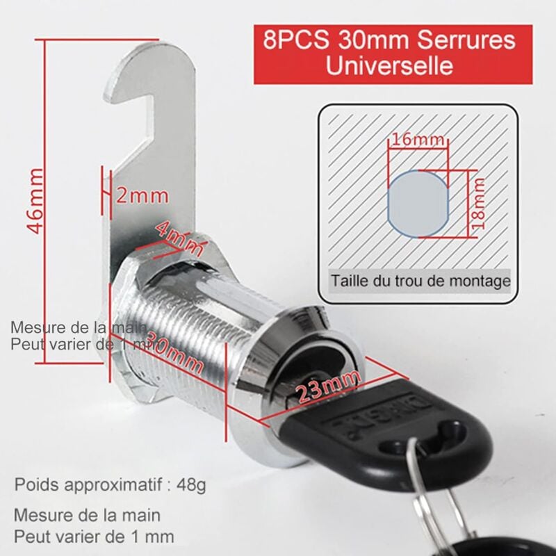Lot De 10 Serrures De Boîte Aux Lettres 25 Mm – Barillet Métallique SENENQU