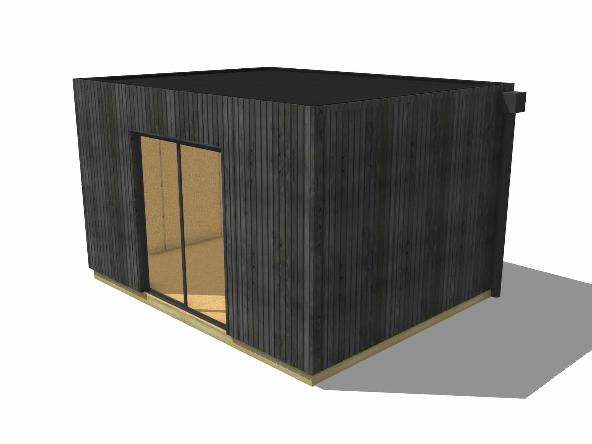 Studio de jardin projet locatif en bois 4,4 x 3,5 x 2,7 m avec plancher isolé / menuiseries alu k-line - 2