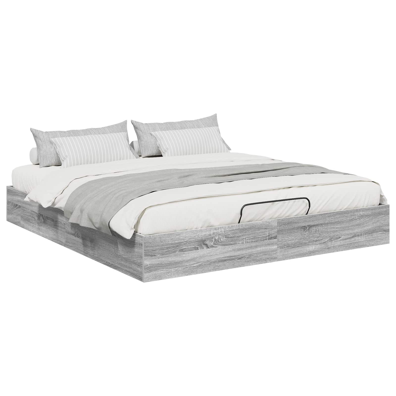 Cadre de lit ottoman en panneau de bois gris, pour la chambre, 180 × 200 cm - 3