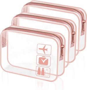 3 pezzi Trasparente Borsa per cosmetici in PVC con cerniera