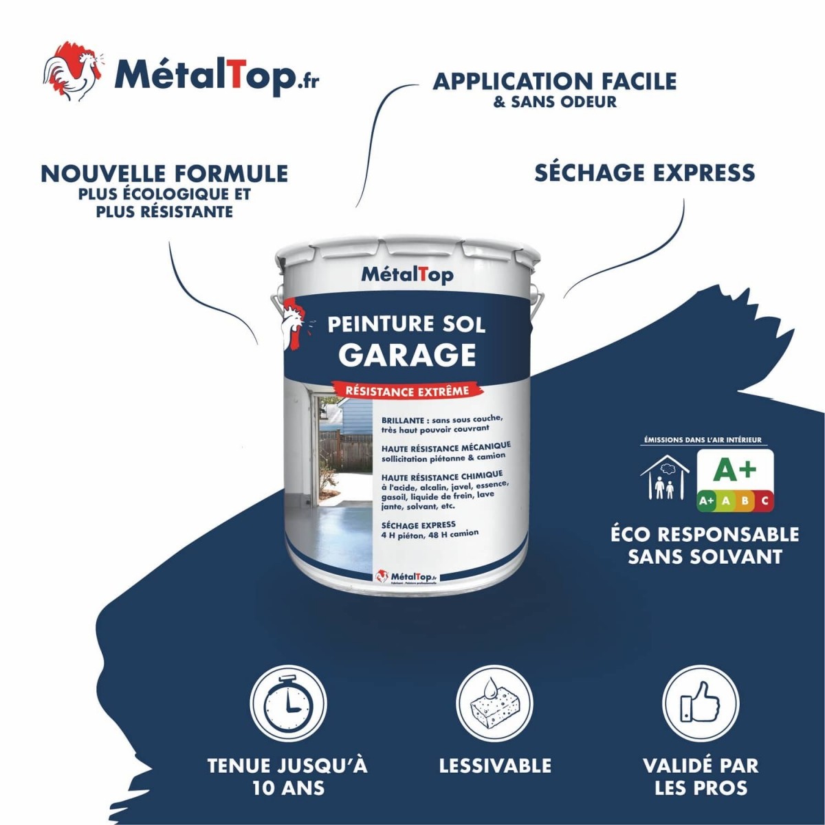 Peinture Sol Garage - Metaltop - Jaune citron - RAL 1012 - Pot 5L - 4