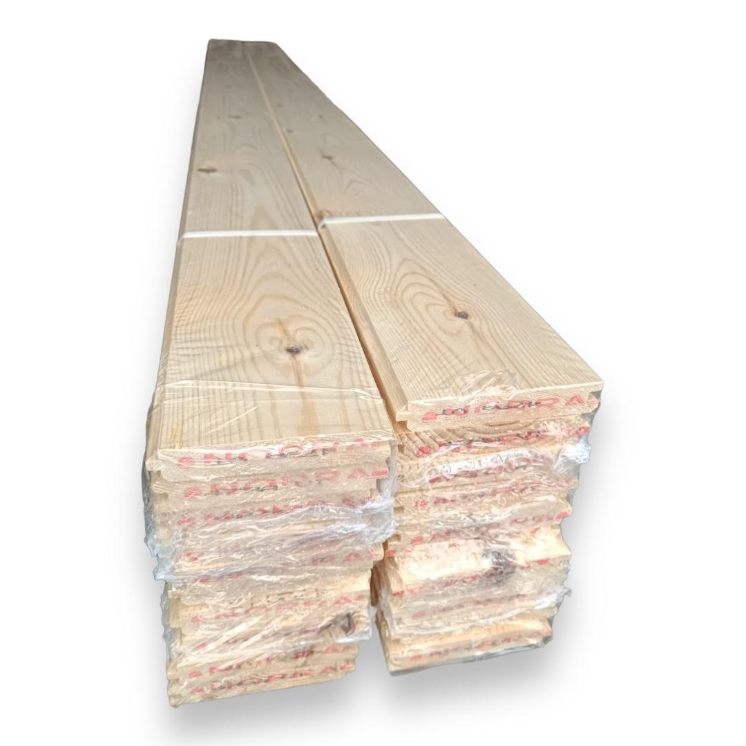 Revestimento de parede ou tecto em madeira de abeto macho e fêmea biselado 1,9x14,6x235 cm 4,20 m2/caixa (12 ripas) - 5